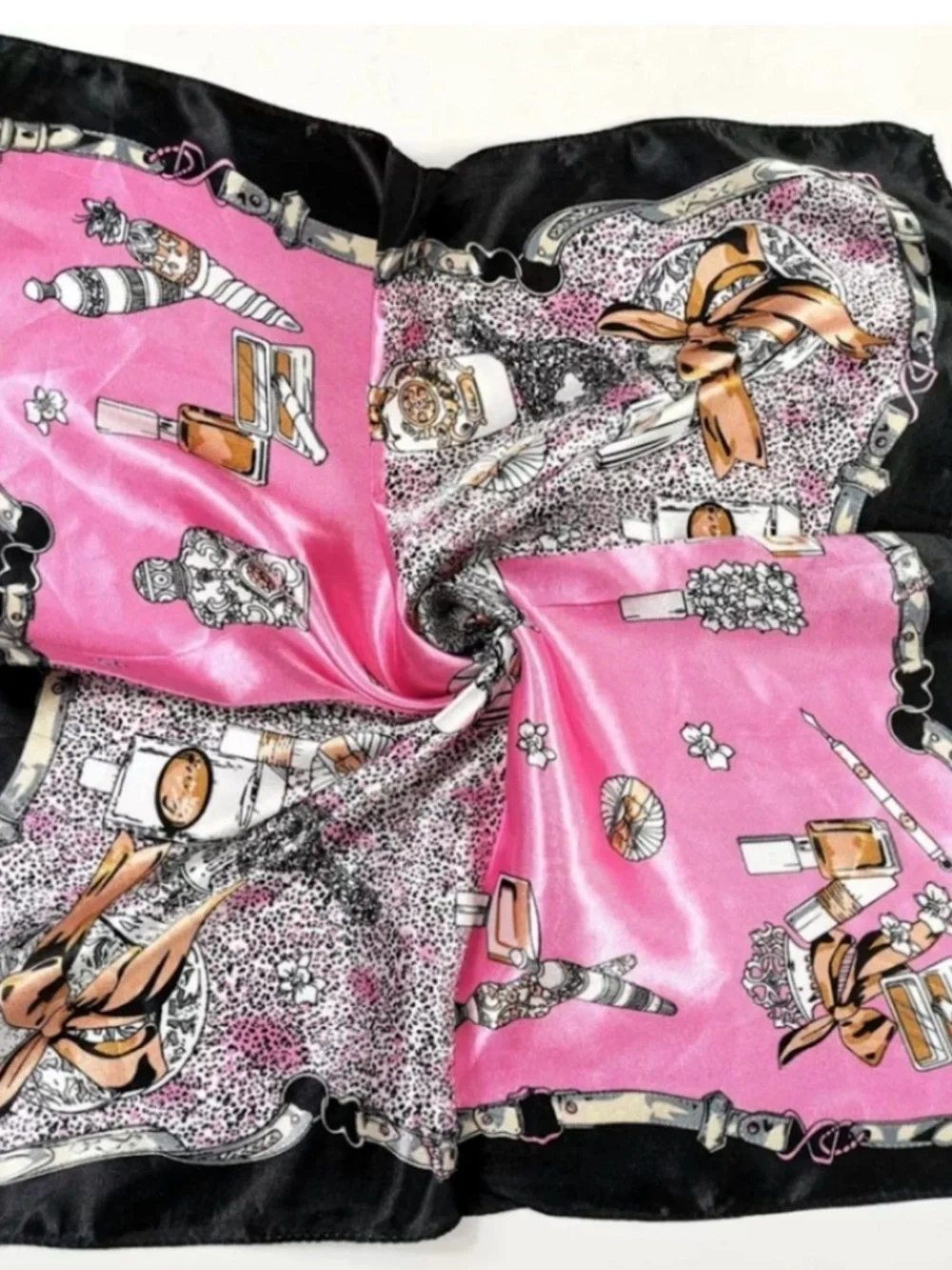 9Pcs Mix Silk-Look Floral Pattern Square Scarf - 50x50cm - Picture 6 of 10
